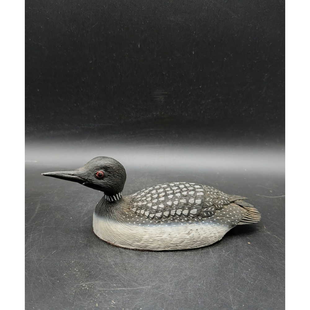 Common Loon Bird Figurine Hand Painted Wildlife Decor Red Eyes‎ Rustic Cabin